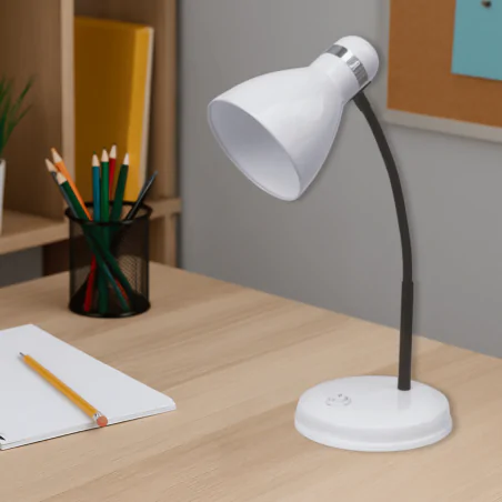 Lampki-biurkowe - lampka na biurko biała ruchome ramię oświetlenie do nauki e27 ben fn02 nilsen 
