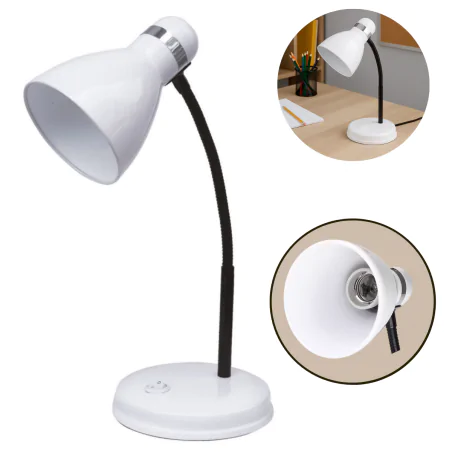 Lampki-biurkowe - lampka na biurko biała ruchome ramię oświetlenie do nauki e27 ben fn02 nilsen 