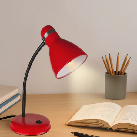 Lampki-biurkowe - lampka biurkowa klasyczna do pokoju ucznia czerwona do nauki e27 ben fn020 nilsen 