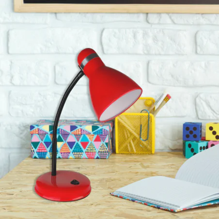 Lampki-biurkowe - lampka biurkowa klasyczna do pokoju ucznia czerwona do nauki e27 ben fn020 nilsen 