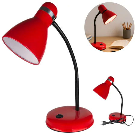 Lampki-biurkowe - lampka biurkowa klasyczna do pokoju ucznia czerwona do nauki e27 ben fn020 nilsen 