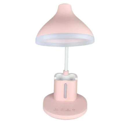 Lampki-biurkowe - lampka na biurko led w kolorze różowym z przybornikiem 7w z regulacją światła debra led pink 04231 ideus 