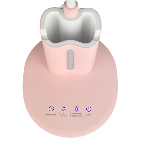 Lampki-biurkowe - lampka na biurko led w kolorze różowym z przybornikiem 7w z regulacją światła debra led pink 04231 ideus 