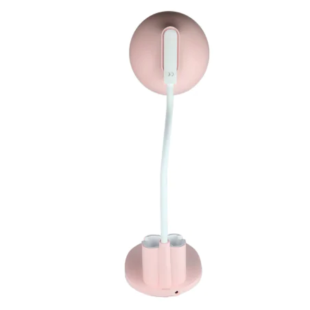 Lampki-biurkowe - lampka na biurko led w kolorze różowym z przybornikiem 7w z regulacją światła debra led pink 04231 ideus 