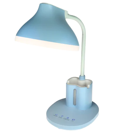 Lampki-biurkowe - lampka biurkowa led z regulacją światła niebieska z organizerem na przybory szkolne debra led blue 04232 ideus 
