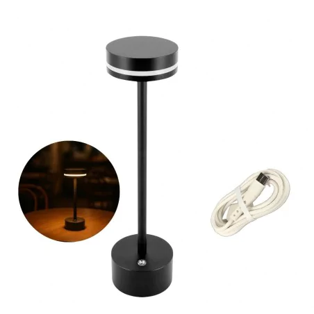 Lampki-nocne - czarna lampka stołowa akumulatorowa led przenośna talia cct ideus 