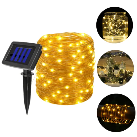 Swiecace-kule-i-girlandy - girlanda solarna led linka z ciepłym światłem 3000k 1,19m 100xled 3780 lvt 