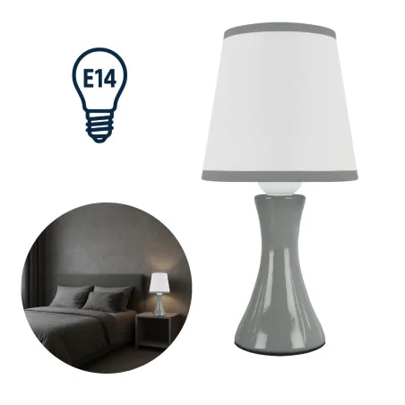 Lampki-nocne - lampka nocna stołowa szara na szafkę nocną e14 polina 04738 ideus 