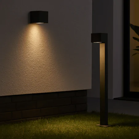 Kinkiety-ogrodowe - kinkiet ogrodowy boston czarny 1xgu10 w dół aluminiowy 303318 polux 