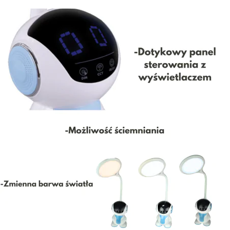 Lampki-biurkowe - lampka biurkowa led dla dzieci dotykowa regulowana oświetlenie na biurko dziecięce binar led 09814 ideus 