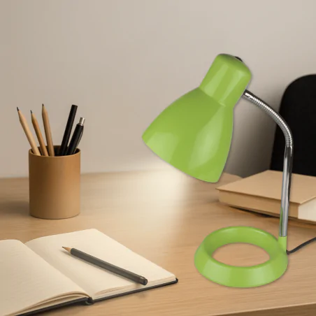 Lampki-biurkowe - lampka szkolna na biurko zielona z regulowanym ramieniem na żarówkę e27 kati green 02860 ideus 