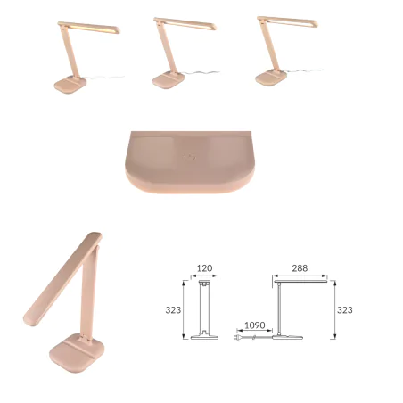 Lampki-biurkowe - lampka led na biurko z regulacją światła różowa składana dla dziewczynki 5w zet 04224 ideus 