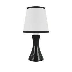 Lampki-nocne - lampka nocna stołowa biało-czarna na szafkę nocną e14 polina 04739 ideus 