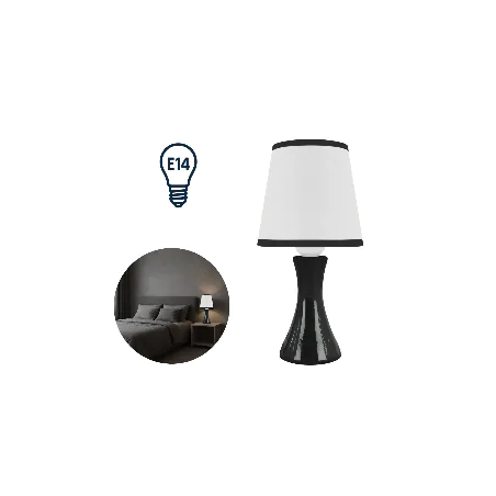 Lampki-nocne - lampka nocna stołowa biało-czarna na szafkę nocną e14 polina 04739 ideus 