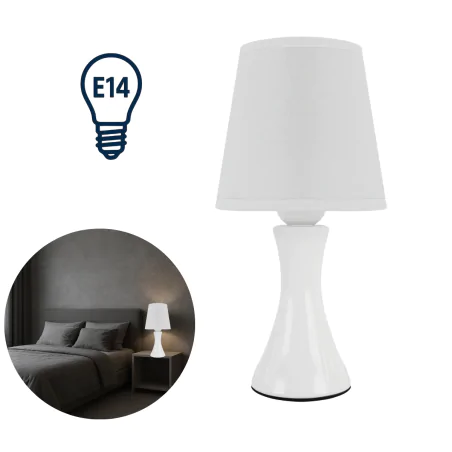 Lampki-nocne - biała lampka nocna na stolik i szafkę nocną e14 polina 04716 ideus 
