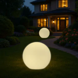 Lampy-kule-ogrodowe - lampa kula ogrodowa o średnicy 50cm biała na żarówkę e27 argento 330406 polux-goldlux 