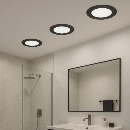 Oprawy-sufitowe-stale - oprawa wpuszczana sufitowa do łazienki 3 barwy światła led 9w ip54 wafel ideus 