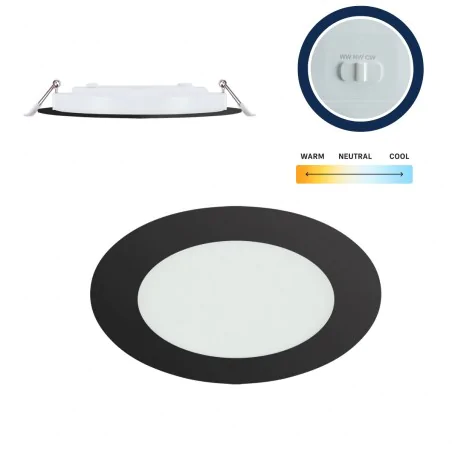 Oprawy-sufitowe-stale - oprawa wpuszczana sufitowa do łazienki 3 barwy światła led 9w ip54 wafel ideus 