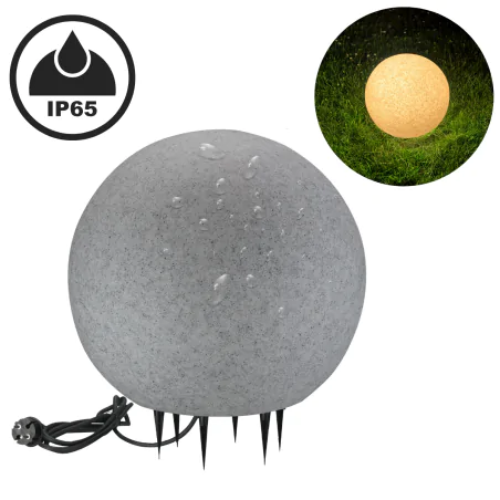 Lampy-kule-ogrodowe - lampa ogrodowa kula wbijana o średnicy 50cm szara imitująca kamień na żarówkę e27 argento 330369 polux-goldlux 