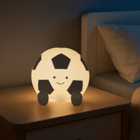 Lampki-nocne - lampka nocna led dla chłopca piłka nożna z nóżkami biało-czarna football 331755 polux-goldlux 