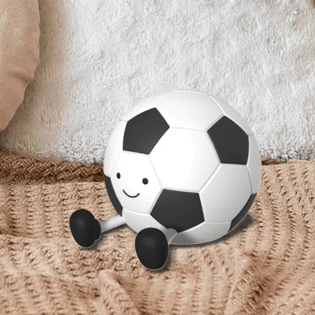 Lampki-nocne - lampka nocna led dla chłopca piłka nożna z nóżkami biało-czarna football 331755 polux-goldlux 