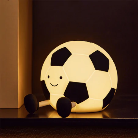 Lampki-nocne - lampka nocna led dla chłopca piłka nożna z nóżkami biało-czarna football 331755 polux-goldlux 