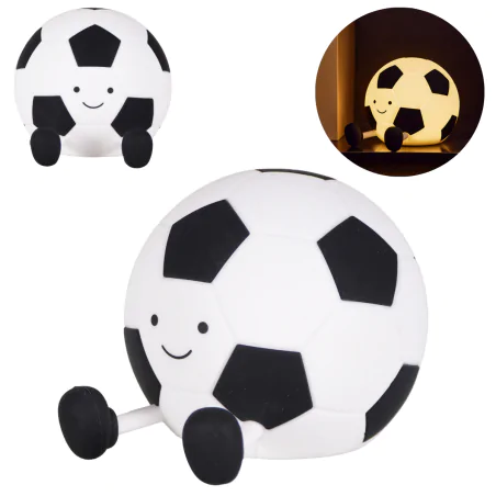 Lampki-nocne - lampka nocna led dla chłopca piłka nożna z nóżkami biało-czarna football 331755 polux-goldlux 