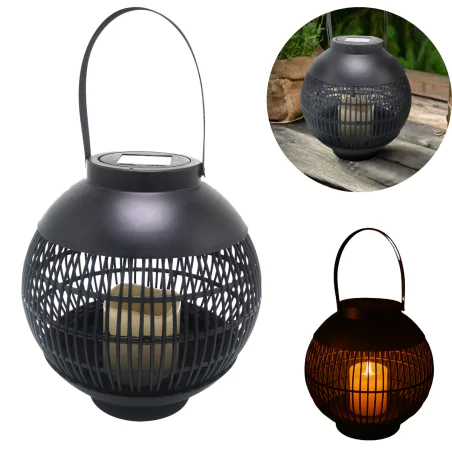 Latarenki-ogrodowe - latarenka solarna czarna kula lampion ogrodowy z ciepłym światłem ip44 ball ii vo2793 volteno 