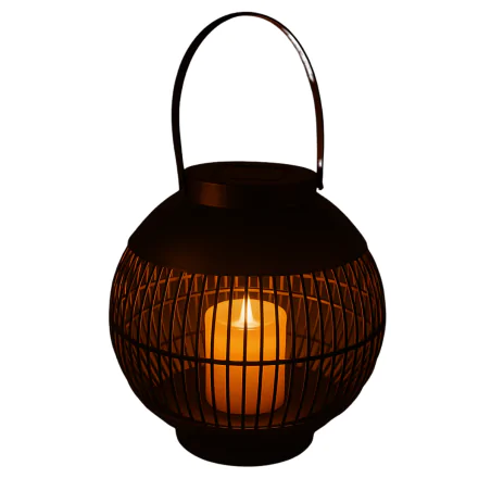 Latarenki-ogrodowe - latarenka solarna czarna kula lampion ogrodowy z ciepłym światłem ip44 ball ii vo2793 volteno 