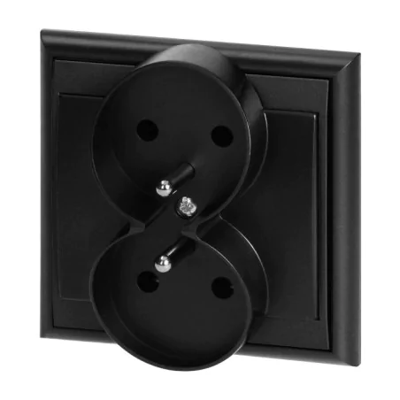 Gniazda-podwojne-podtynkowe - czarne matowe gniazo podwójne z uziemieniem z ramką w komplecie pt-6lr luna abex 