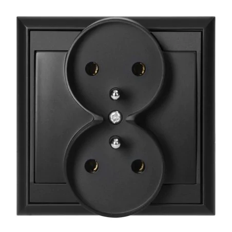 Gniazda-podwojne-podtynkowe - czarne matowe gniazo podwójne z uziemieniem z ramką w komplecie pt-6lr luna abex 