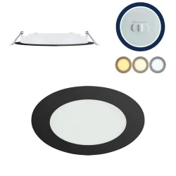 Oprawy-sufitowe-stale - oprawa wpuszczana oczko sufitowe czarne led do łazienki 3 barwy światła 5w ip54 wafel ideus 