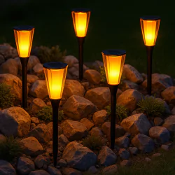 Lampy-solarne - lampka solarna wbijana oświetlenie do ogródka z ciepłym światłem isso-4 ip65 eco-light 