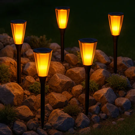 Lampy-solarne - lampka solarna wbijana oświetlenie do ogródka z ciepłym światłem isso-4 ip65 eco-light 