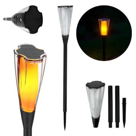 Lampy-solarne - lampka solarna wbijana oświetlenie do ogródka z ciepłym światłem isso-4 ip65 eco-light 