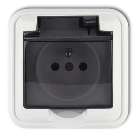Gniazda-elektryczne - gniazdo elektryczne do łazienki z klapką dymną białe z ramką ip44 gph-1zd liza karlik 