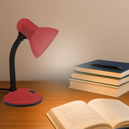 Lampki-biurkowe - lampka na biurko czerwona z włącznikiem na podstawie na żarówkę e27 tola 02850 struhm ideus 