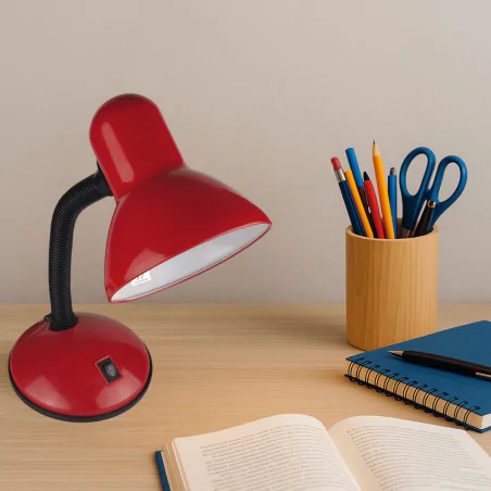 Lampki-biurkowe - lampka na biurko czerwona z włącznikiem na podstawie na żarówkę e27 tola 02850 struhm ideus 