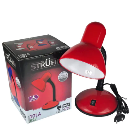 Lampki-biurkowe - lampka na biurko czerwona z włącznikiem na podstawie na żarówkę e27 tola 02850 struhm ideus 