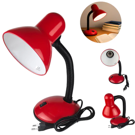 Lampki-biurkowe - lampka na biurko czerwona z włącznikiem na podstawie na żarówkę e27 tola 02850 struhm ideus 