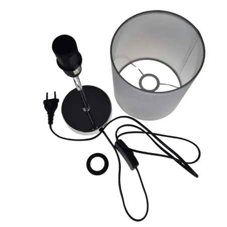 Lampki-nocne - lampka nocna stołowa do sypialni na chromowanej nóżce szara glamour agnes 03147 ideus 