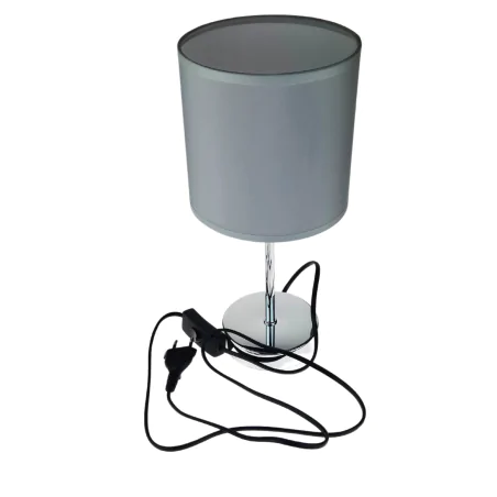 Lampki-nocne - lampka nocna stołowa do sypialni na chromowanej nóżce szara glamour agnes 03147 ideus 