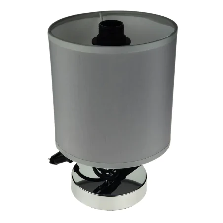 Lampki-nocne - lampka nocna stołowa do sypialni na chromowanej nóżce szara glamour agnes 03147 ideus 