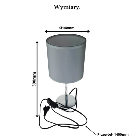 Lampki-nocne - lampka nocna stołowa do sypialni na chromowanej nóżce szara glamour agnes 03147 ideus 