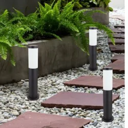 Lampy-ogrodowe-stojace - lampa ogrodowa słupek czarny okrągły 45cm e27 tuber ideus 