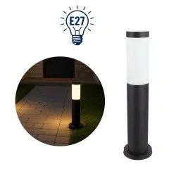 Lampy-ogrodowe-stojace - lampa ogrodowa słupek czarny okrągły 45cm e27 tuber ideus