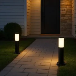 Lampy-ogrodowe-stojace - lampa ogrodowa słupek czarny okrągły 45cm e27 tuber ideus 