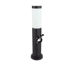 Lampy-ogrodowe-stojace - lampa ogrodowa słupek czarny okrągły z gniazdem 230v 45cm e27 tuber ideus 