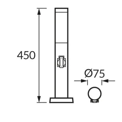 Lampy-ogrodowe-stojace - lampa ogrodowa słupek czarny okrągły z gniazdem 230v 45cm e27 tuber ideus 