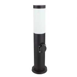 Lampy-ogrodowe-stojace - lampa ogrodowa słupek czarny okrągły z gniazdem 230v 45cm e27 tuber ideus 